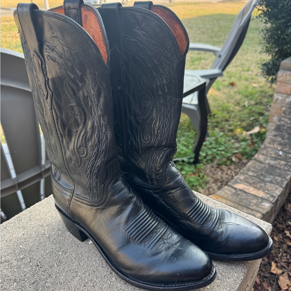 Lucchese Black Western Cowboy Boots